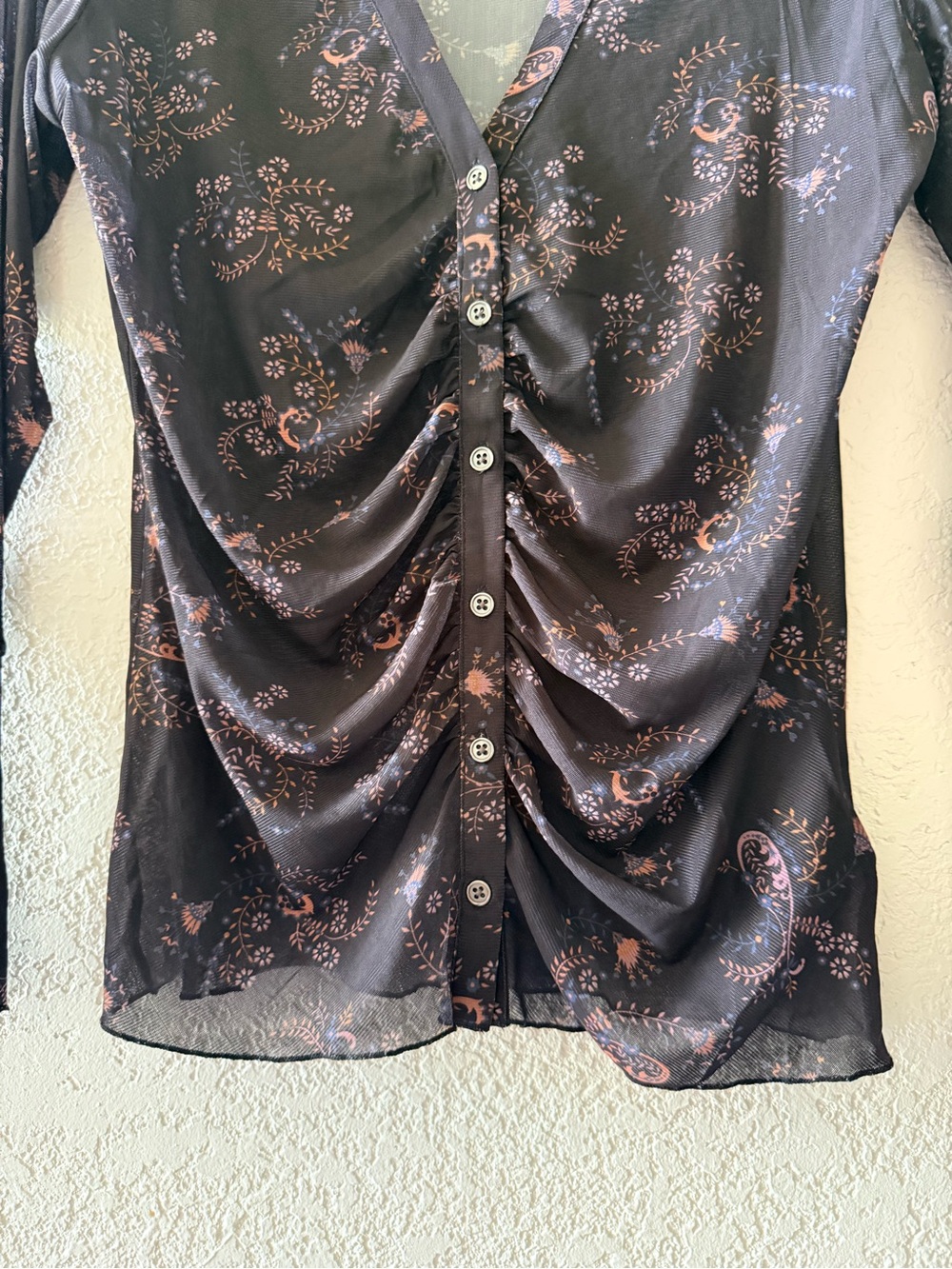 IDYLLWIND Miranda Lambert V Neck Paisley Bell Sleeves Button DownSheer Size M - Picture 3 of 14